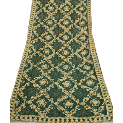 Sanskriti Vintage Long Green Dupatta/Stole Georgette Hand Embroidered Ari Work