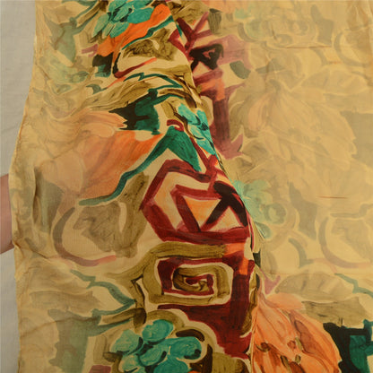 Sanskriti Vintage Long Cream Dupatta/Stole Blend Georgette Printed Wrap Hijab