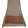 Sanskriti Vintage Grey/Dark Red Long Dupatta Stole Pure Cotton Woven Ikat Veil