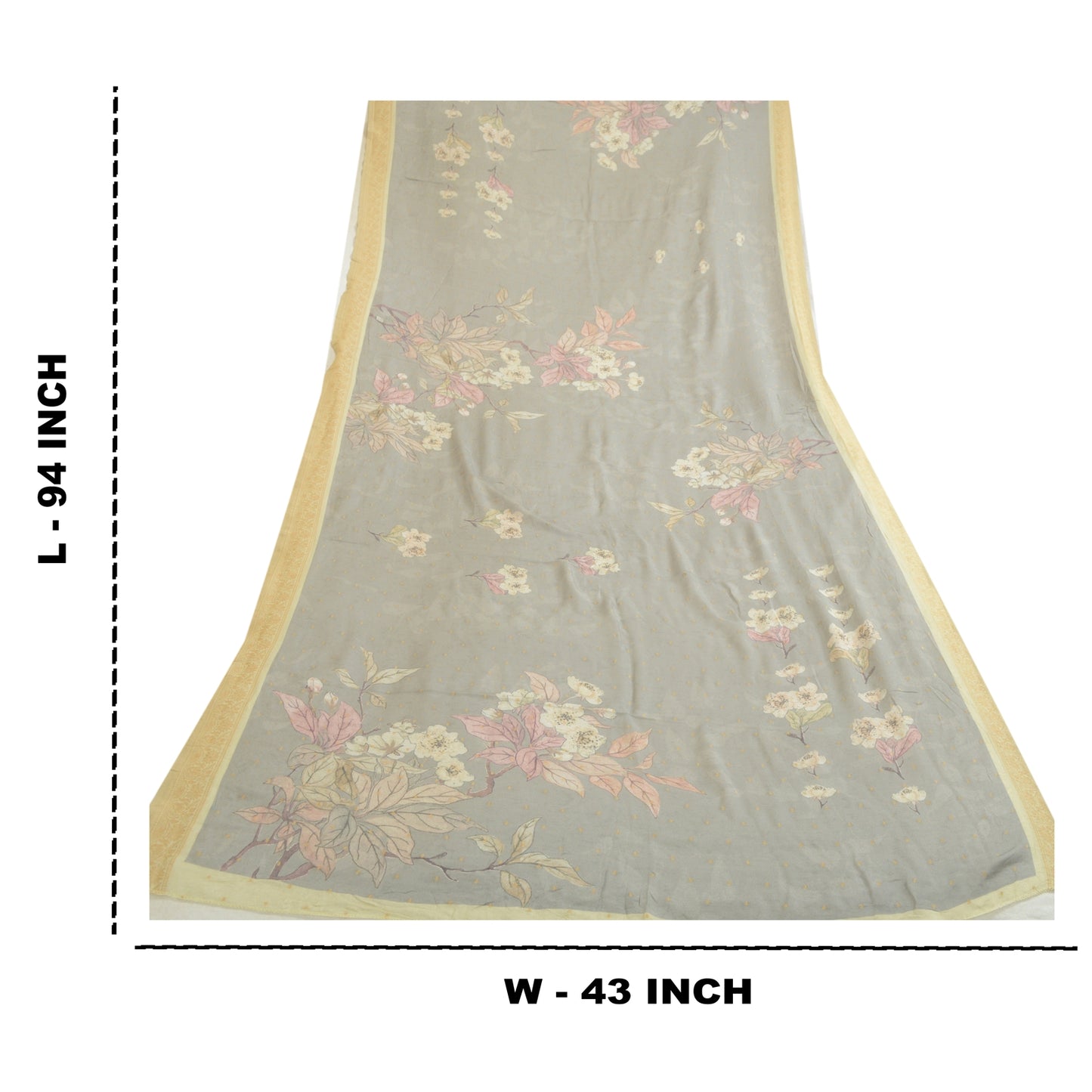 Sanskriti Vintage Long Dupatta Stole Blend Grey Digital Printed Woven Scarves