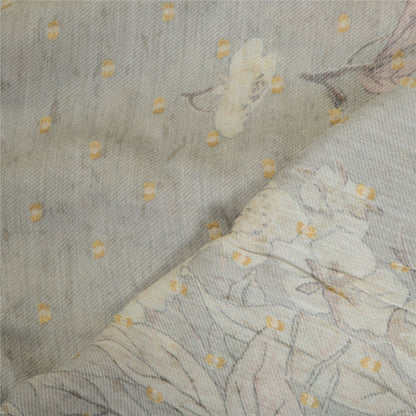 Sanskriti Vintage Long Dupatta Stole Blend Grey Digital Printed Woven Scarves