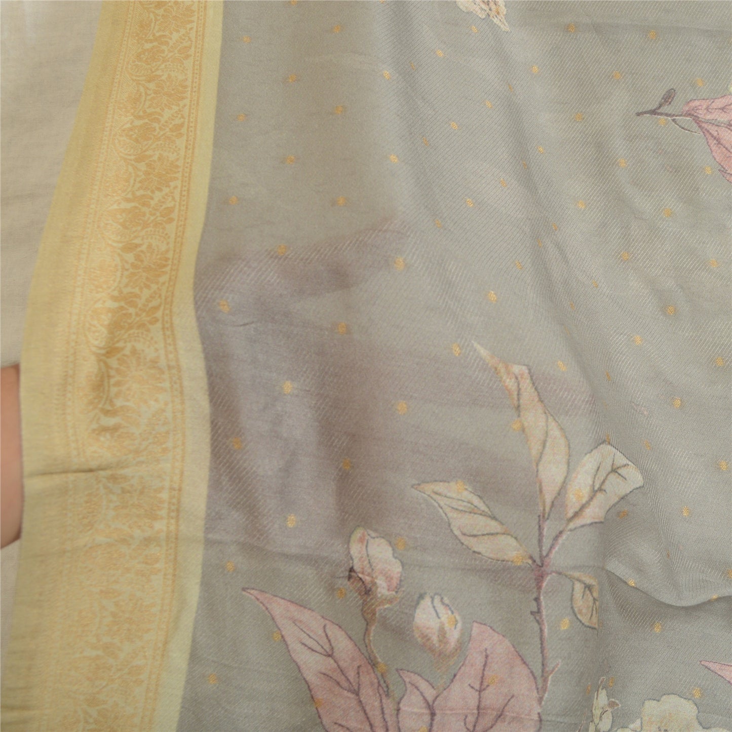 Sanskriti Vintage Long Dupatta Stole Blend Grey Digital Printed Woven Scarves