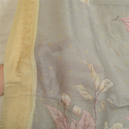 Sanskriti Vintage Long Dupatta Stole Blend Grey Digital Printed Woven Scarves