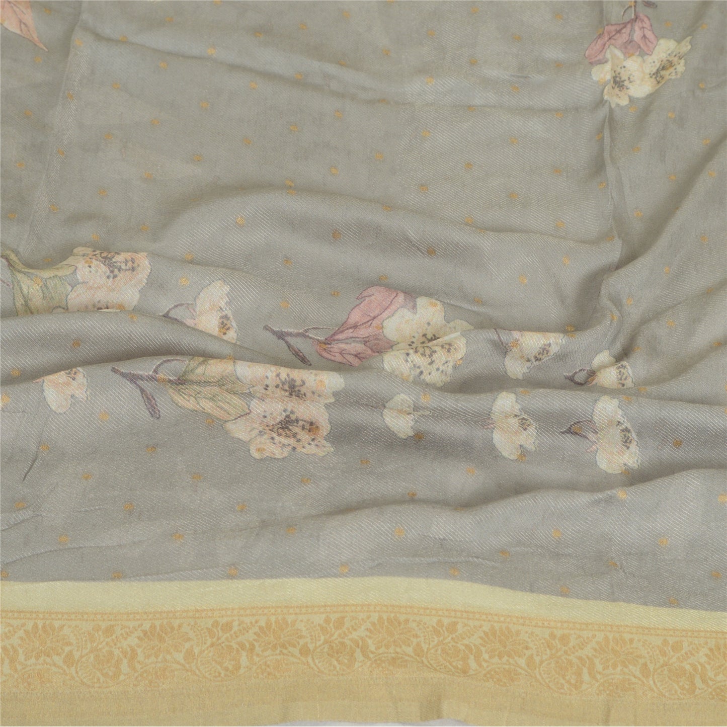 Sanskriti Vintage Long Dupatta Stole Blend Grey Digital Printed Woven Scarves