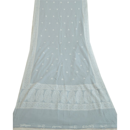 Sanskriti Vintage Grey Long Dupatta Stole Cotton Hijab Hand-Woven Scarves