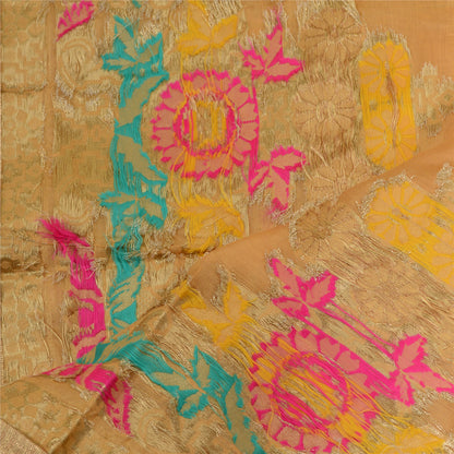 Sanskriti Vintage Long Dupatta Stole Chanderi Peach Woven Brocade tørklæder