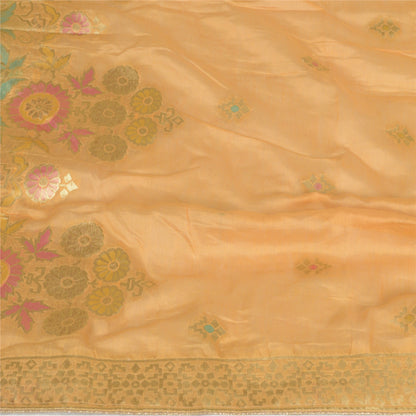 Sanskriti Vintage Long Dupatta Stole Chanderi Peach Woven Brocade tørklæder