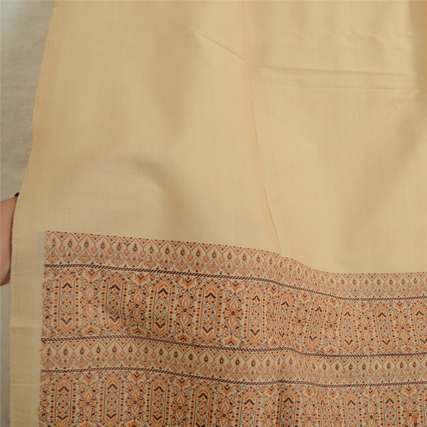 Sanskriti Vintage Lange Dupatta Stole Blandet Bomuld Elfenbensfarvet Hijab Vævede Wrap Halstørklæder