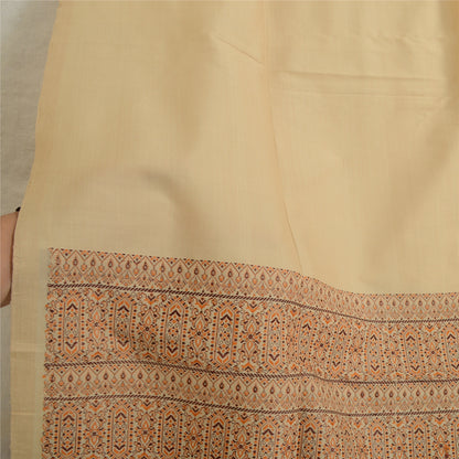 Sanskriti Vintage Lange Dupatta Stole Blandet Bomuld Elfenbensfarvet Hijab Vævede Wrap Halstørklæder