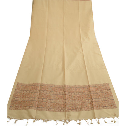 Sanskriti Vintage Lange Dupatta Stole Blandet Bomuld Elfenbensfarvet Hijab Vævede Wrap Halstørklæder