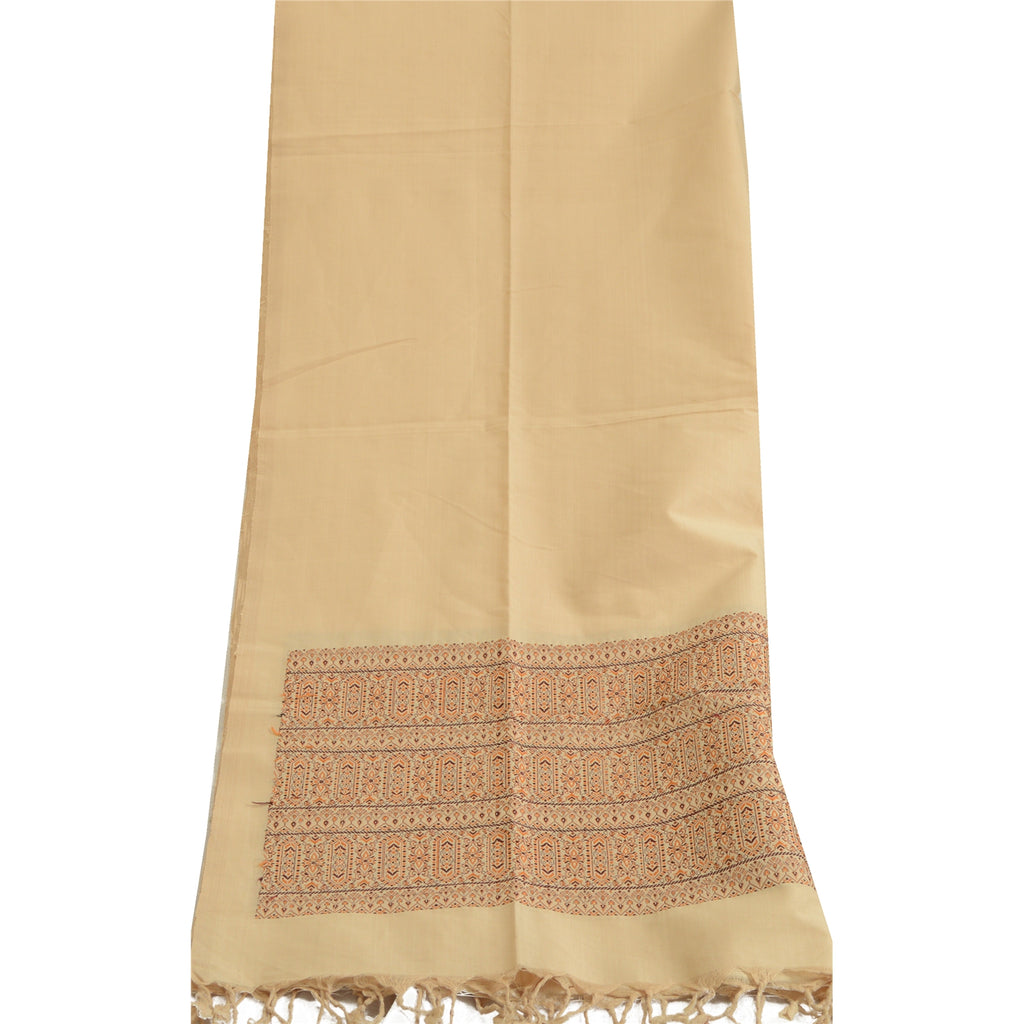 Sanskriti Vintage Lange Dupatta Stole Blandet Bomuld Elfenbensfarvet Hijab Vævede Wrap Halstørklæder