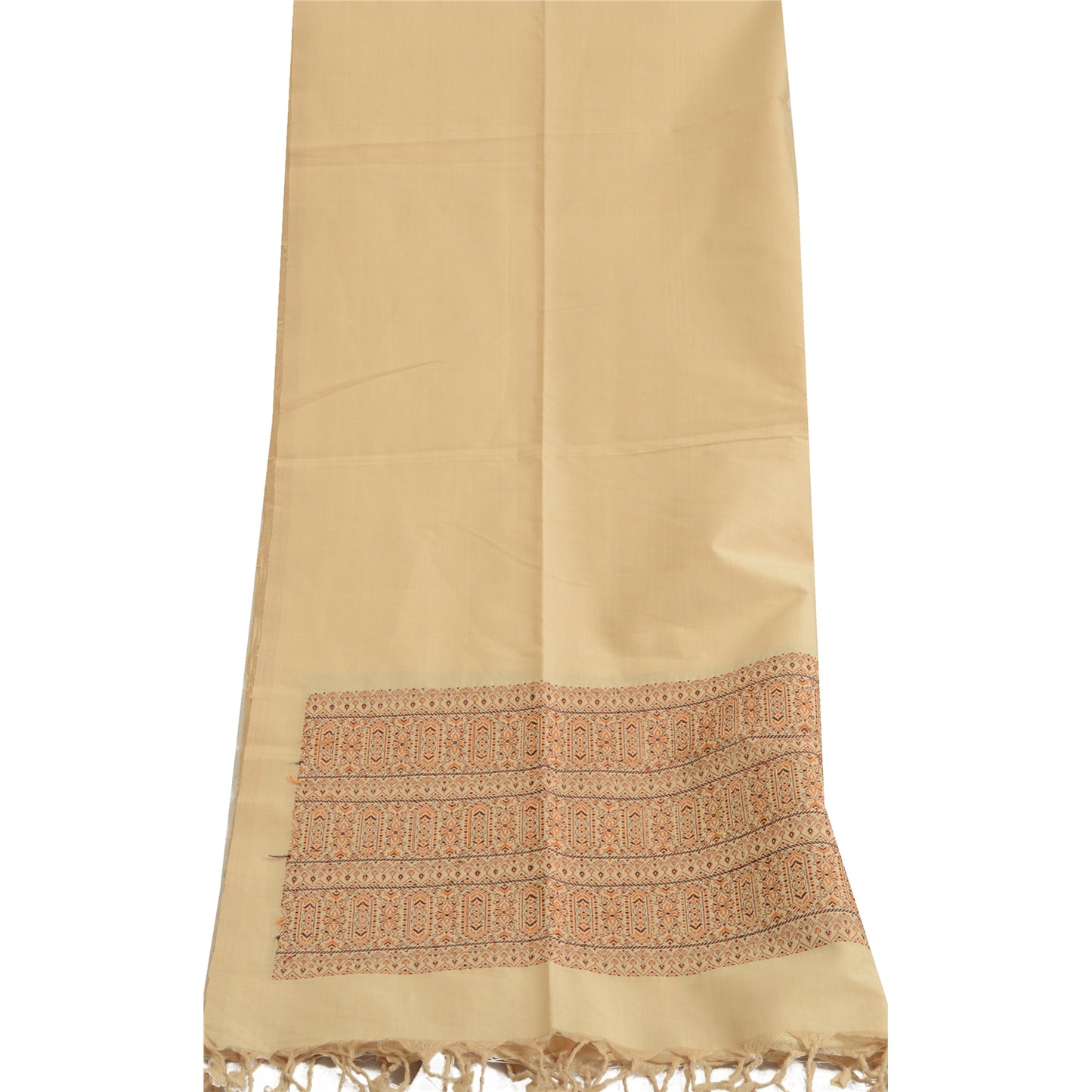 Sanskriti Vintage Lange Dupatta Stole Blandet Bomuld Elfenbensfarvet Hijab Vævede Wrap Halstørklæder