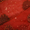 Sanskriti Vintage Red Long Dupatta Stole Net Mesh Veil Hand Beaded Scarves