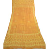 Sanskriti Vintage Safran Lang Dupatta Stole 100% Ren Silke Batik Arbejdstørklæder