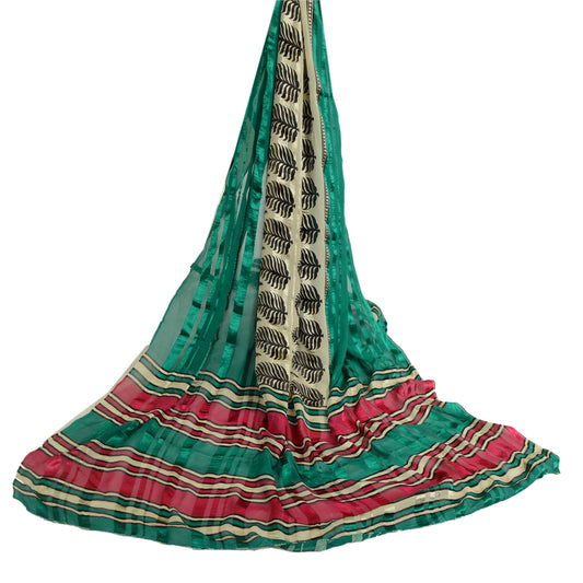 Sanskriti Vintage Multicolor Long Dupatta/Stole Pure Georgette Printed Woven