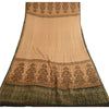 Sanskriti Vintage Brown Long Dupatta Stole 100% Pure Silk Woven Zari Scarves