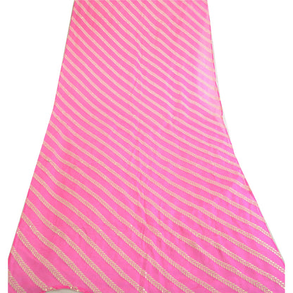 Санскрити Винтаж Дупатта Длинный Палантин Чистый Шелк Ярко-Розовый Вышитый Кота Дориа