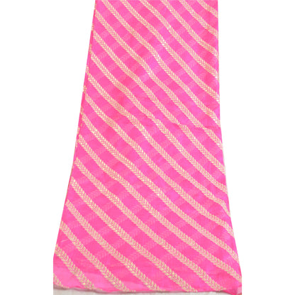 Санскрити Винтаж Дупатта Длинный Палантин Чистый Шелк Ярко-Розовый Вышитый Кота Дориа