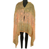 Sanskriti Vintage Dupatta Long Stole Blend Georgette Peach/Green Handmade Kantha