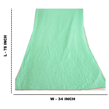 Sanskriti Vintage Long Dupatta Stole Cotton Green Embroidered Wrap Scarves