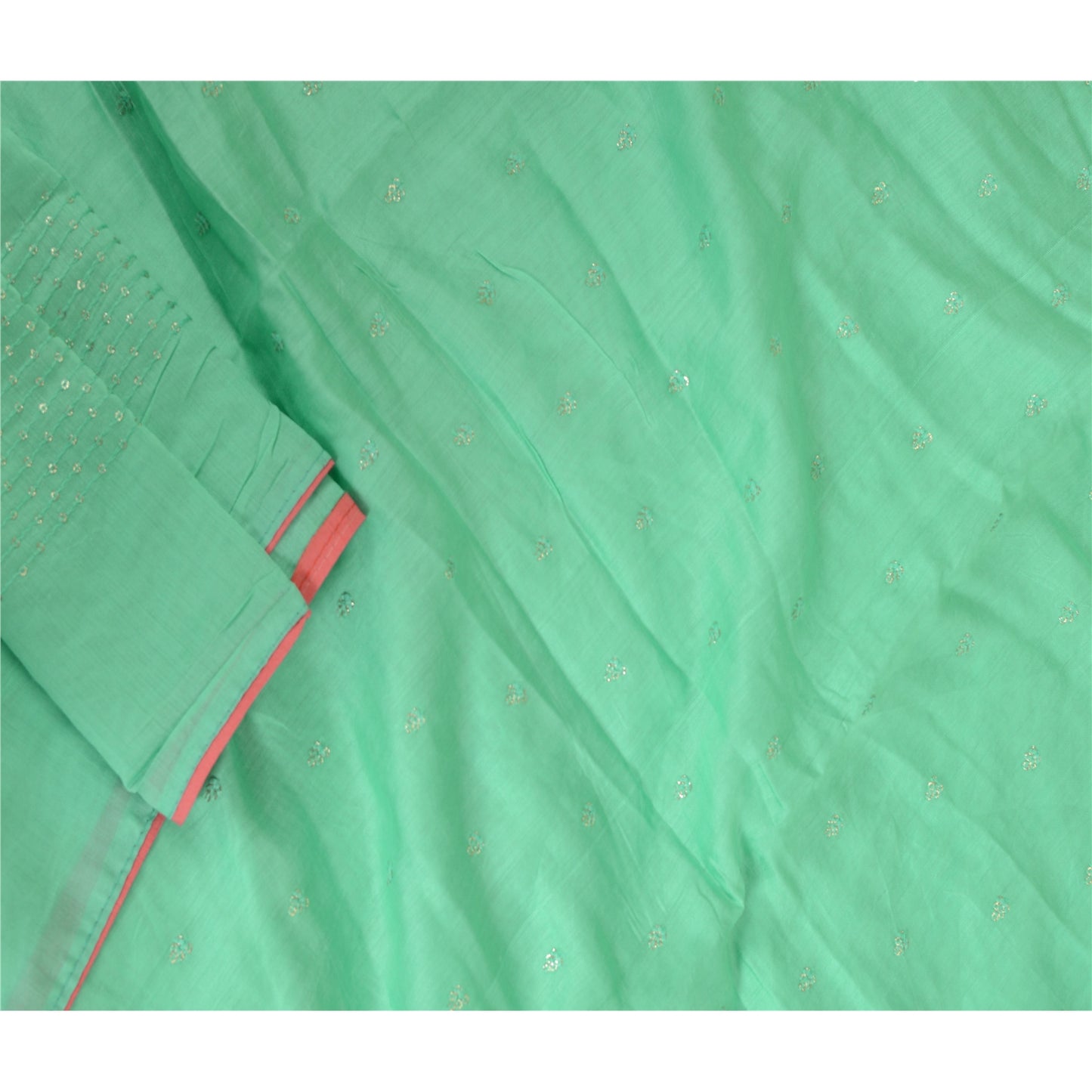 Sanskriti Vintage Long Dupatta Stole Cotton Green Embroidered Wrap Scarves