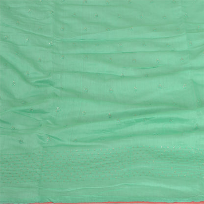 Sanskriti Vintage Long Dupatta Stole Cotton Green Embroidered Wrap Scarves