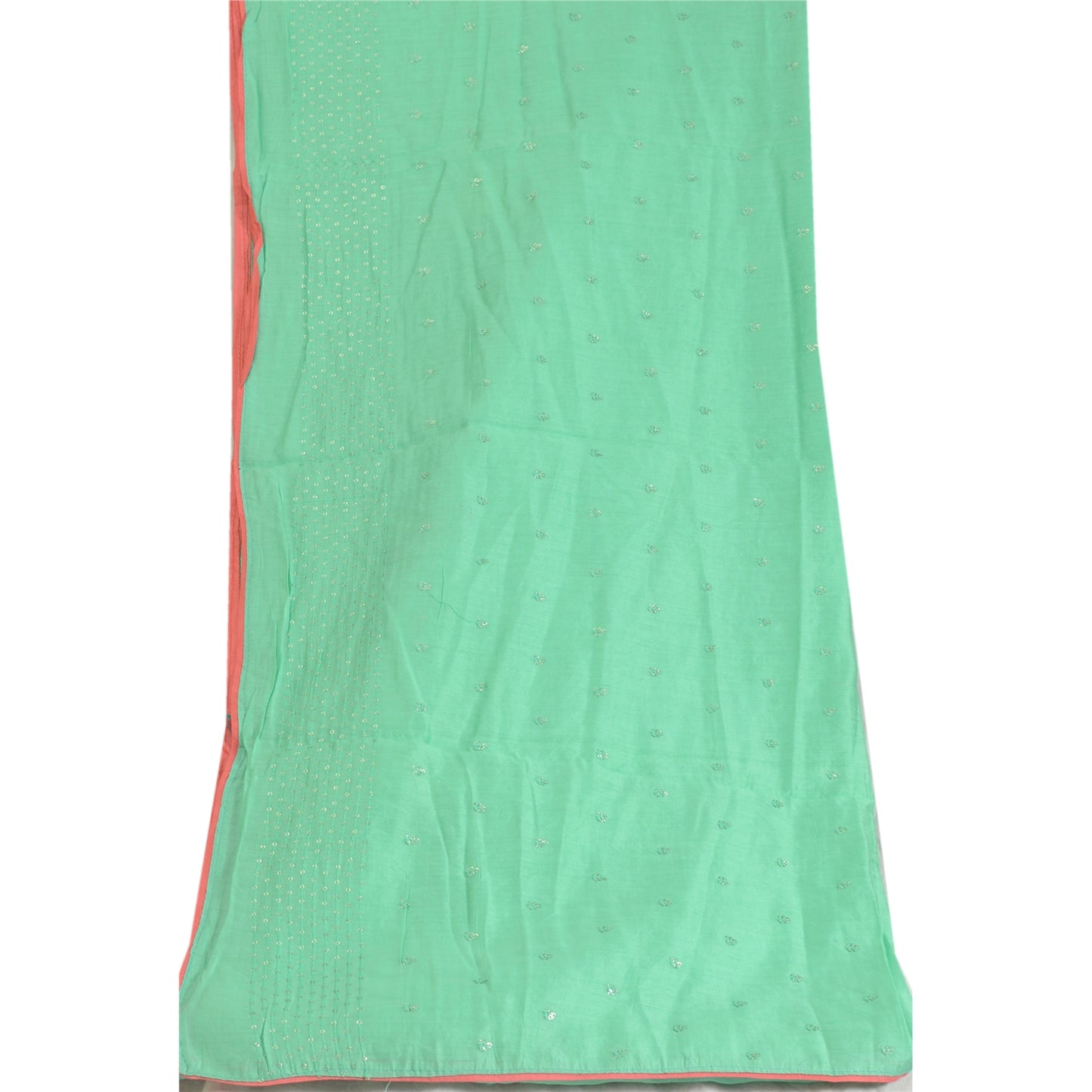 Sanskriti Vintage Long Dupatta Stole Cotton Green Embroidered Wrap Scarves