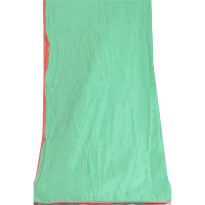 Sanskriti Vintage Long Dupatta Stole Cotton Green Embroidered Wrap Scarves
