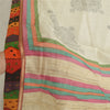 Sanskriti Vintage Ivory Long Dupatta/Stole Pure Handloom Silk Hand-Block Printed