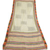 Sanskriti Vintage Ivory Long Dupatta/Stole Pure Handloom Silk Hand-Block Printed