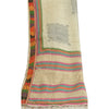 Sanskriti Vintage Ivory Long Dupatta/Stole Pure Handloom Silk Hand-Block Printed