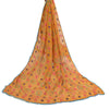 Sanskriti Vintage Dupatta Long Stole Georgette Yellow Hand Beaded Kantha Scarves
