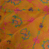 Sanskriti Vintage Dupatta Long Stole Georgette Yellow Hand Beaded Kantha Scarves
