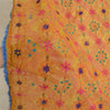 Sanskriti Vintage Dupatta Long Stole Georgette Yellow Hand Beaded Kantha Scarves