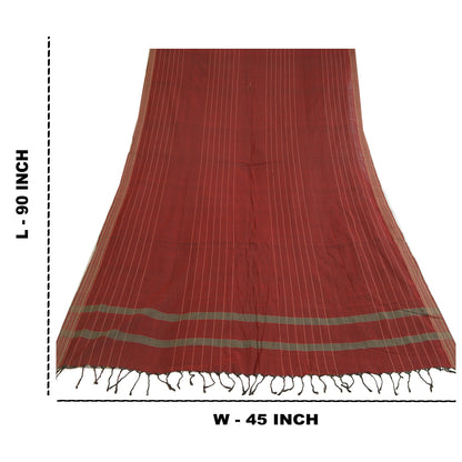 Sanskriti Vintage Long Dupatta Stole Pure Cotton Dark Red Woven Wrap Scarves