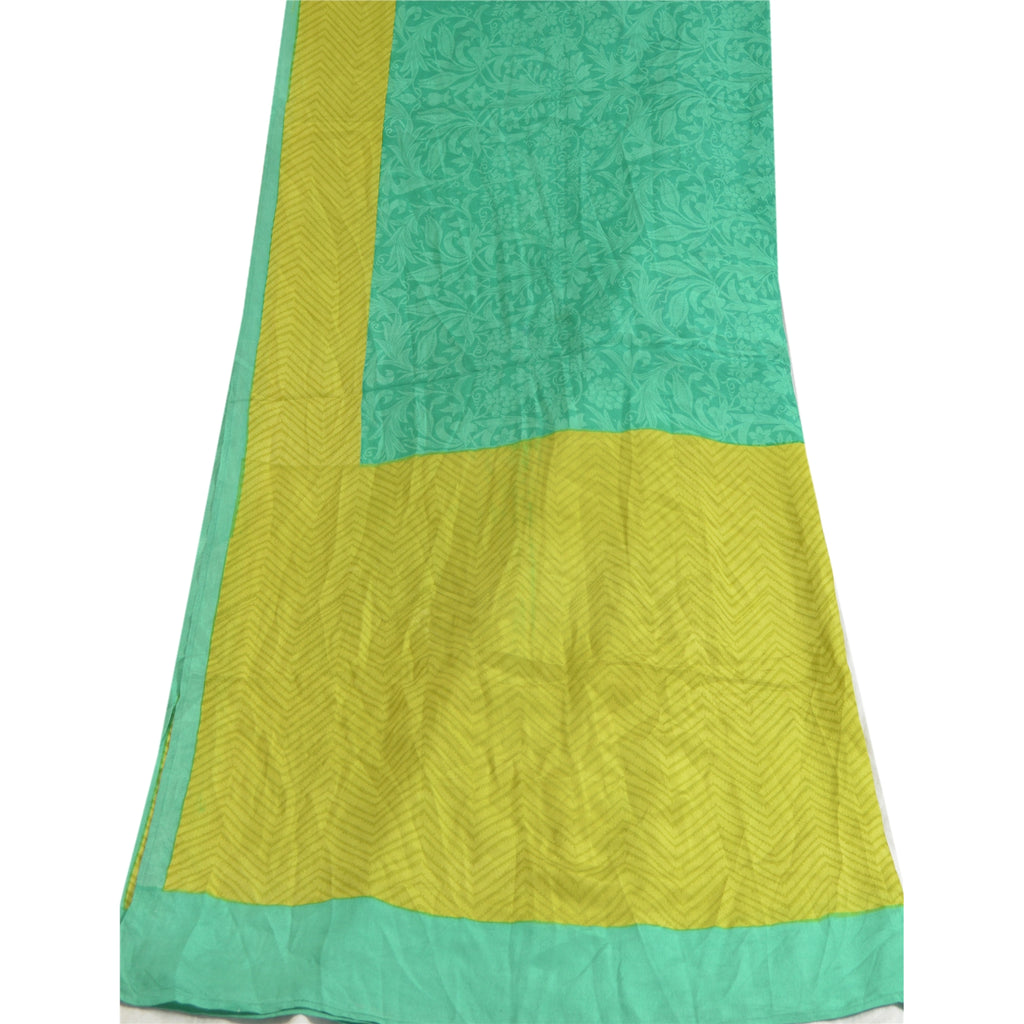 Санскрити Винтаж Длинная бирюзовая/зеленая дупатта/палантин из чистого шелка с принтом мягкая вуаль