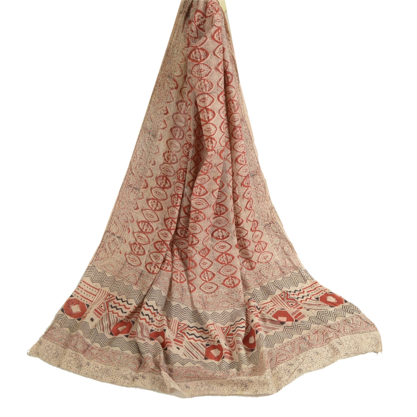 Винтажный длинный палантин «дупатта» на санскрите, вуаль «Каламкари» из чистого хлопка с ручным принтом