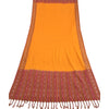 Sanskriti Vintage Long Dupatta Stole Pure Cotton Saffron/Red Woven Ikat Scarves