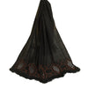 Sanskriti Vintage Black Long Dupatta Stole 100% Pure Silk Hand Beaded Scarves