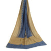 Sanskriti Vintage Long Dupatta Stole Pure Silk Brown/Blue Printed Soft Hijab