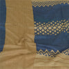 Sanskriti Vintage Long Dupatta Stole Pure Silk Brown/Blue Printed Soft Hijab