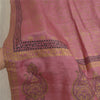 Sanskriti Vintage Long Dupatta Stole Pure Silk Pink Hand-Block Printed Scarves