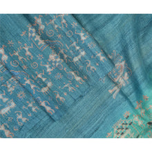 Load image into Gallery viewer, Sanskriti Vintage Long Blue Dupatta/Stole Pure Handloom Printed  Warli Arti Veil
