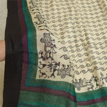 Load image into Gallery viewer, Sanskriti Vintage Long Dupatta Stole Pure Woolen Ivory Warli Printed Soft Hijab
