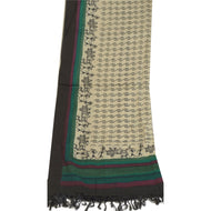 Sanskriti Vintage Long Dupatta Stole Pure Woolen Ivory Warli Printed Soft Hijab