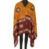 Sanskriti Vintage Long Dupatta Stole Pure Cotton Saffron/Brown Batik Work Hijab