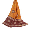 Sanskriti Vintage Long Dupatta Stole Pure Cotton Saffron/Brown Batik Work Hijab