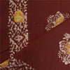 Sanskriti Vintage Long Dupatta Stole Pure Cotton Saffron/Brown Batik Work Hijab