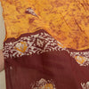Sanskriti Vintage Long Dupatta Stole Pure Cotton Saffron/Brown Batik Work Hijab