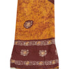 Sanskriti Vintage Long Dupatta Stole Pure Cotton Saffron/Brown Batik Work Hijab